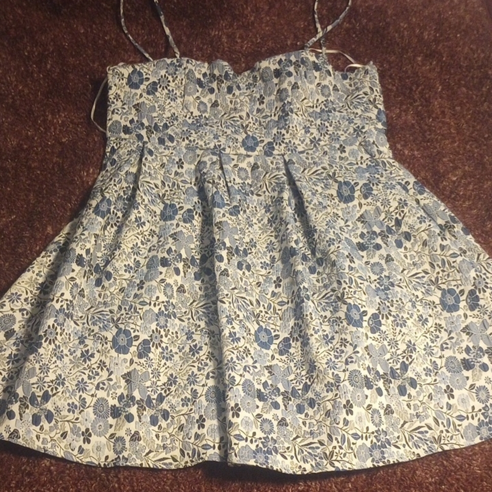 Floral Blue and White Dress